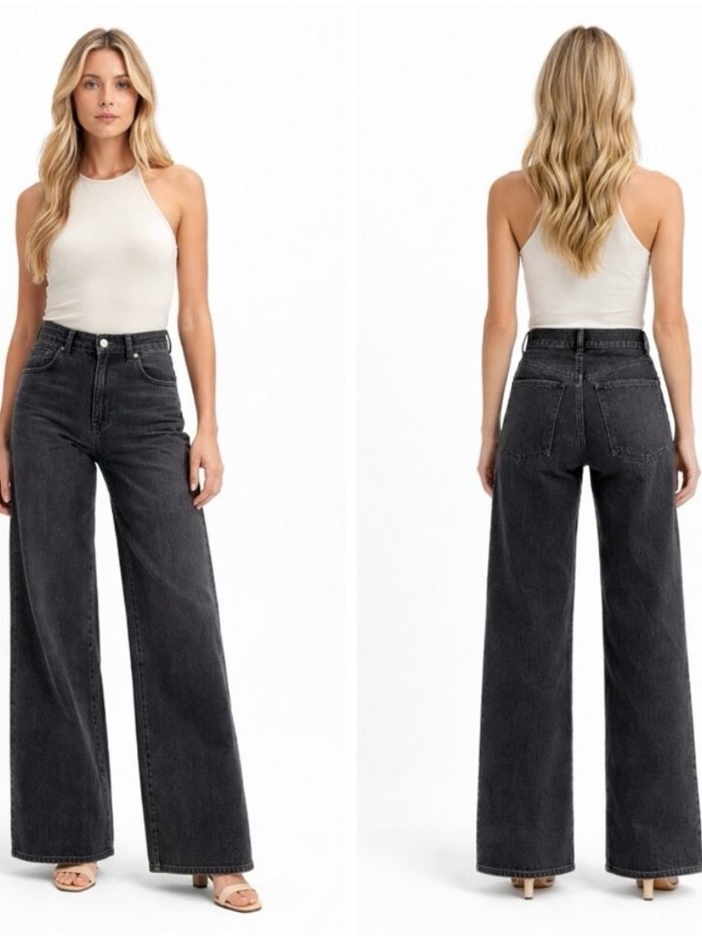 Madewell Superwide-Leg Jeans in washed Black size 29P